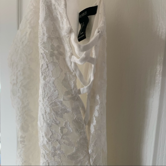 Forever21 White Lace Floral Halter Front Dress - Small - Picture 5 of 8